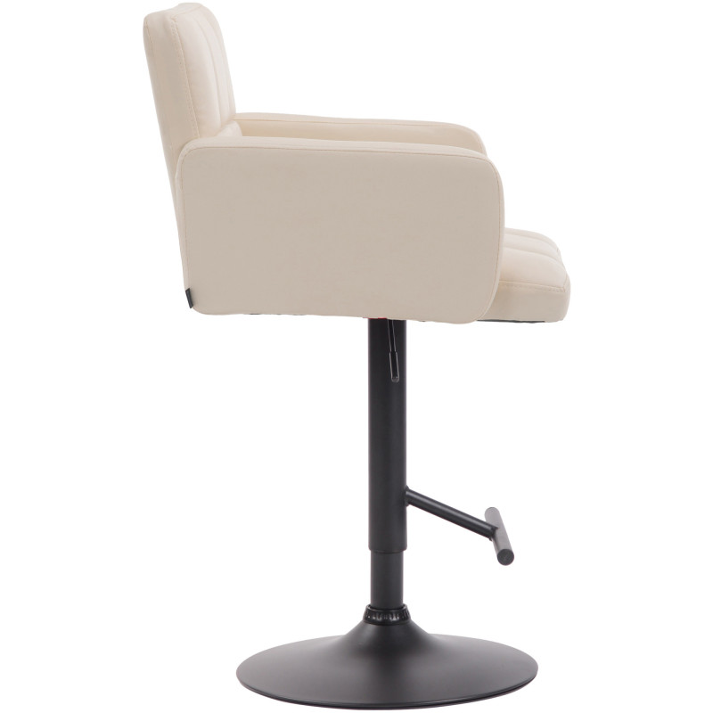 Tabouret de bar moderne chic en Polyuréthane Blanc crème Métal Noir Roman - 3
