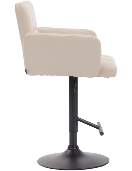 Tabouret de bar moderne chic en Polyuréthane Blanc crème Métal Noir Roman - 3