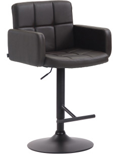 Tabouret de bar moderne chic en Polyuréthane Marron Métal Noir Roman - 1