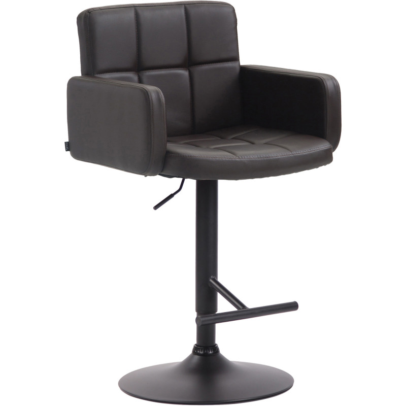 Tabouret de bar moderne chic en Polyuréthane Marron Métal Noir Roman - 1