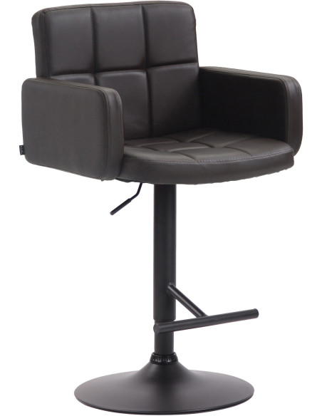 Tabouret de bar moderne chic en Polyuréthane Marron Métal Noir Roman - 1