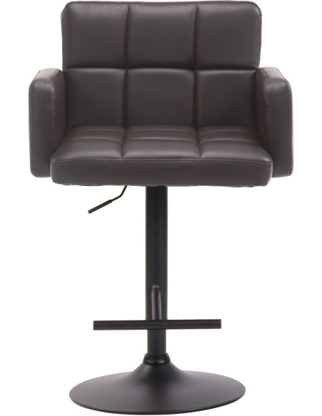 Tabouret de bar moderne chic en Polyuréthane Marron Métal Noir Roman - 2