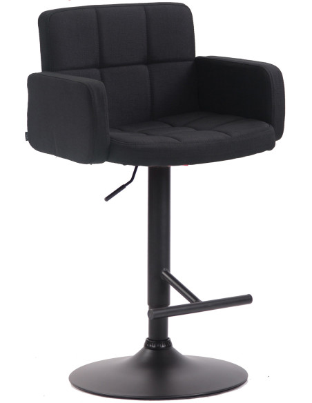 Tabouret de bar moderne chic en Tissu Noir Métal Noir Roman