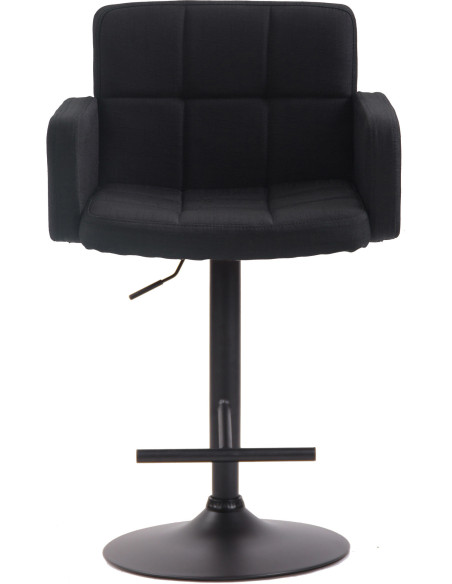 Tabouret de bar moderne chic en Tissu Noir Métal Noir Roman