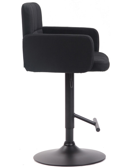 Tabouret de bar moderne chic en Tissu Noir Métal Noir Roman