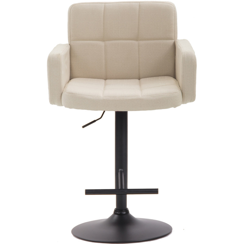 Tabouret de bar moderne chic en Tissu Blanc crème Métal Noir Roman - 2