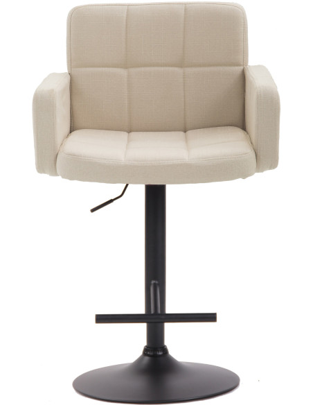 Tabouret de bar moderne chic en Tissu Blanc crème Métal Noir Roman - 2