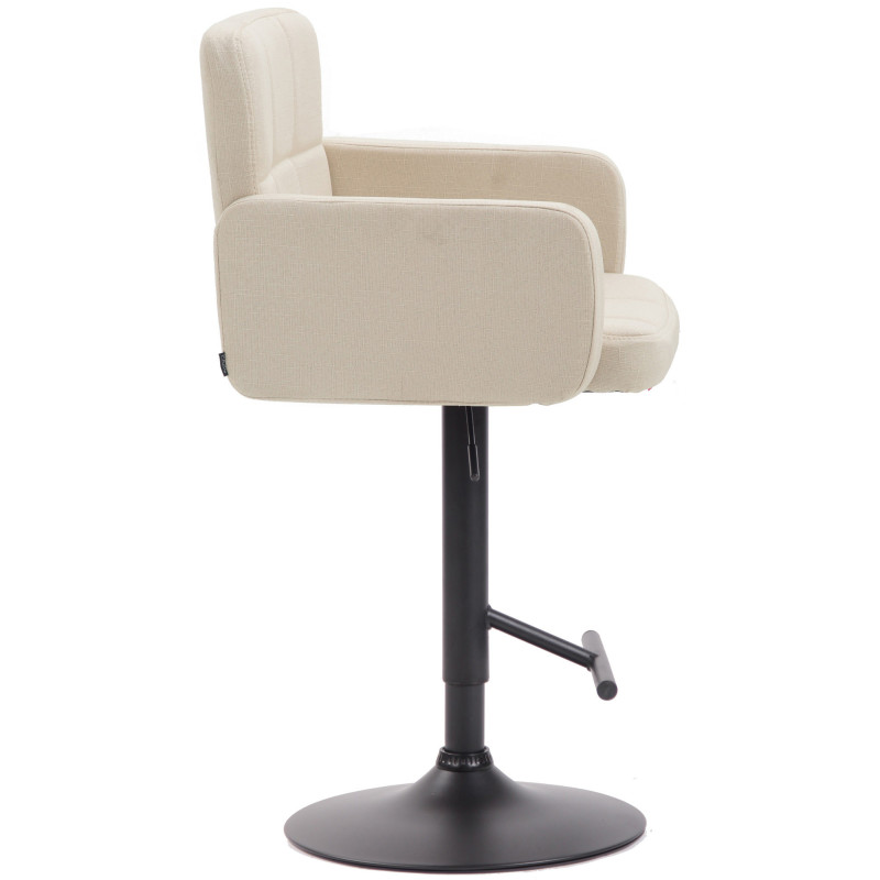 Tabouret de bar moderne chic en Tissu Blanc crème Métal Noir Roman - 3