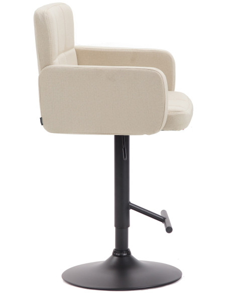 Tabouret de bar moderne chic en Tissu Blanc crème Métal Noir Roman - 3
