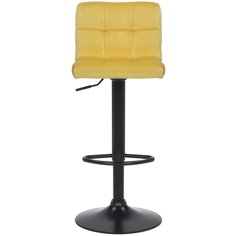 Tabouret de bar moderne matelassé en Velours Jaune Métal Noir Willy - 2
