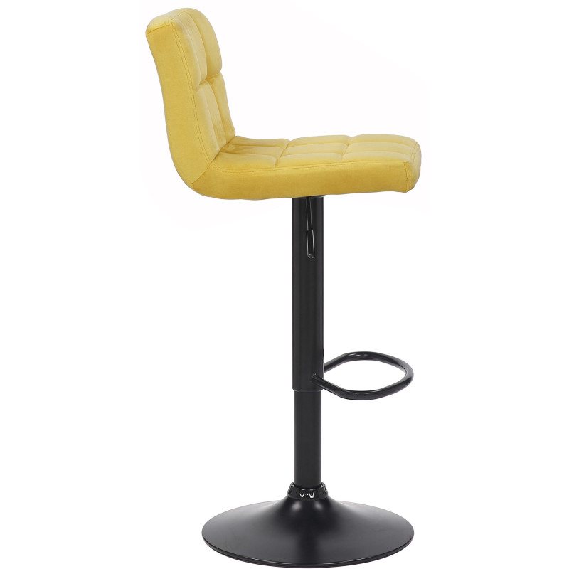 Tabouret de bar moderne matelassé en Velours Jaune Métal Noir Willy - 3