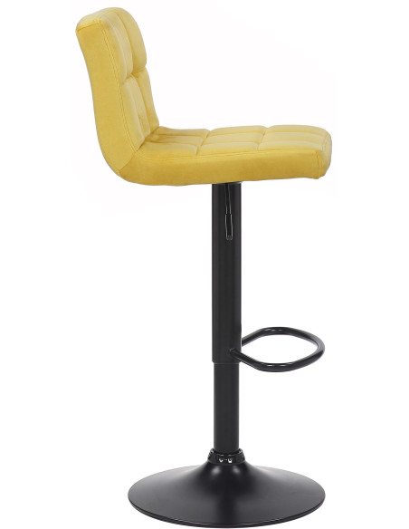 Tabouret de bar moderne matelassé en Velours Jaune Métal Noir Willy - 3