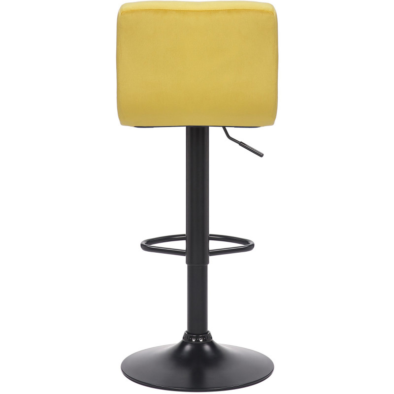 Tabouret de bar moderne matelassé en Velours Jaune Métal Noir Willy - 4