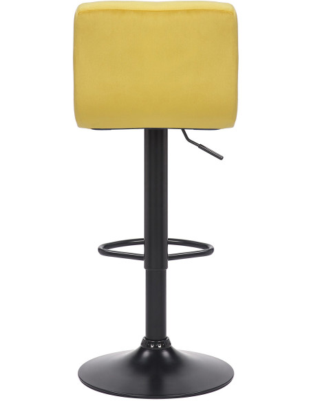 Tabouret de bar moderne matelassé en Velours Jaune Métal Noir Willy - 4