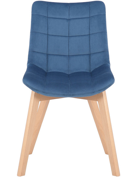 Chaise scandinave matelassée en Velours Bleu Bois Naturel Marlyne - 2
