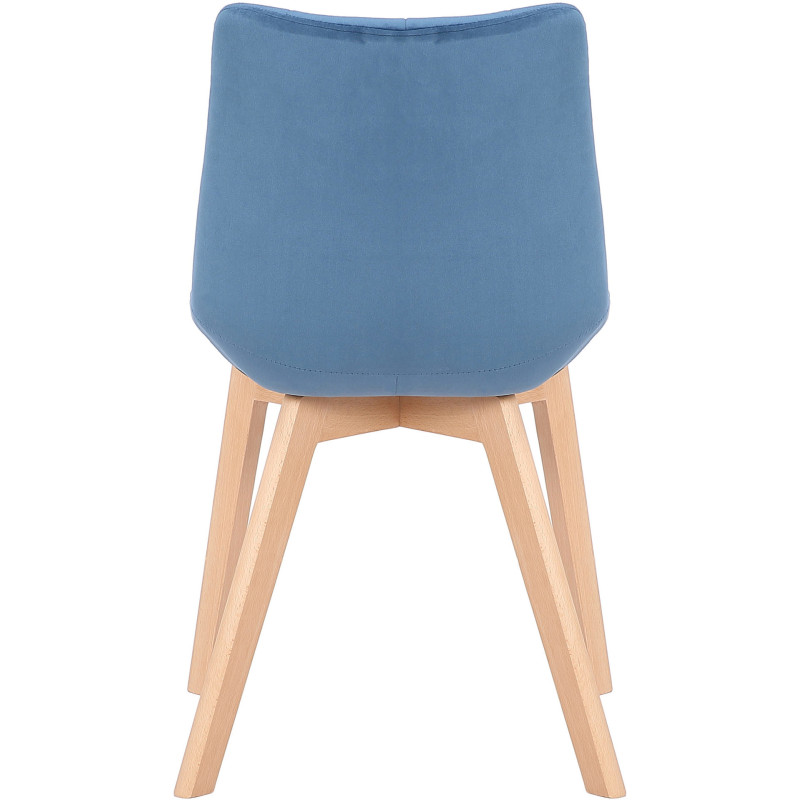 Chaise scandinave matelassée en Velours Bleu Bois Naturel Marlyne - 5