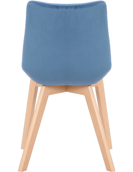 Chaise scandinave matelassée en Velours Bleu Bois Naturel Marlyne - 5