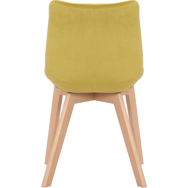 Chaise scandinave matelassée en Velours Jaune Bois Naturel Marlyne - 5