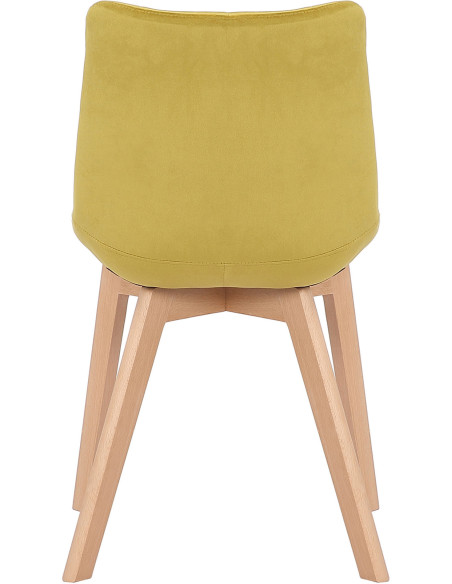 Chaise scandinave matelassée en Velours Jaune Bois Naturel Marlyne - 5