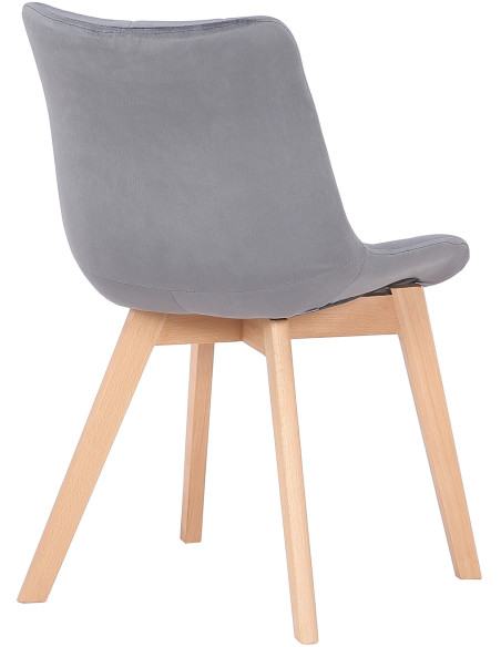 Chaise scandinave matelassée en Velours Gris Bois Naturel Marlyne - 4