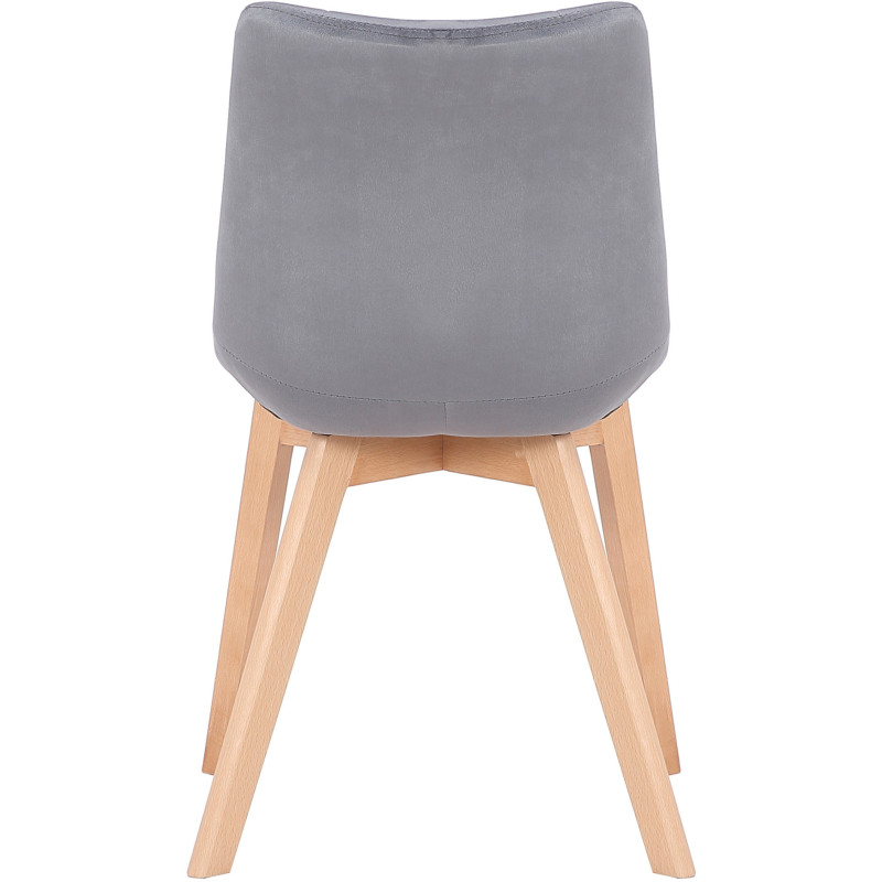 Chaise scandinave matelassée en Velours Gris Bois Naturel Marlyne - 5