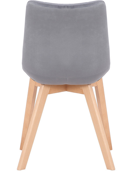 Chaise scandinave matelassée en Velours Gris Bois Naturel Marlyne - 5