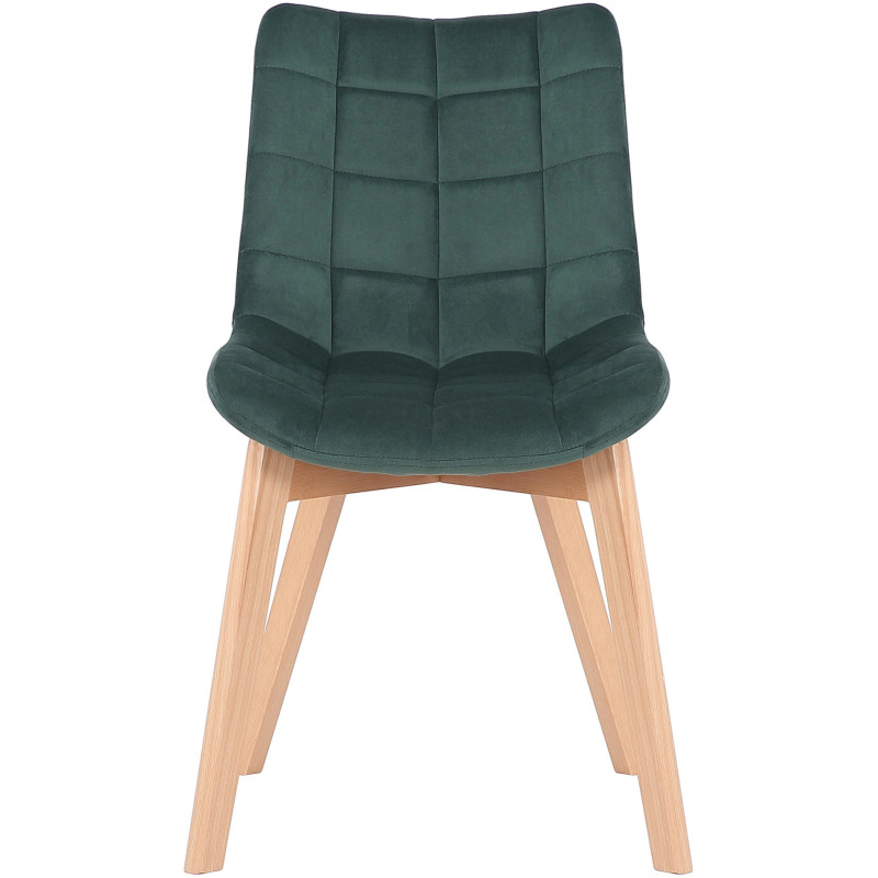 Chaise scandinave matelassée en Velours Vert Bois Naturel Marlyne - 2
