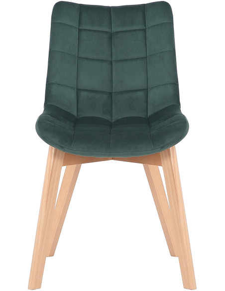 Chaise scandinave matelassée en Velours Vert Bois Naturel Marlyne - 2