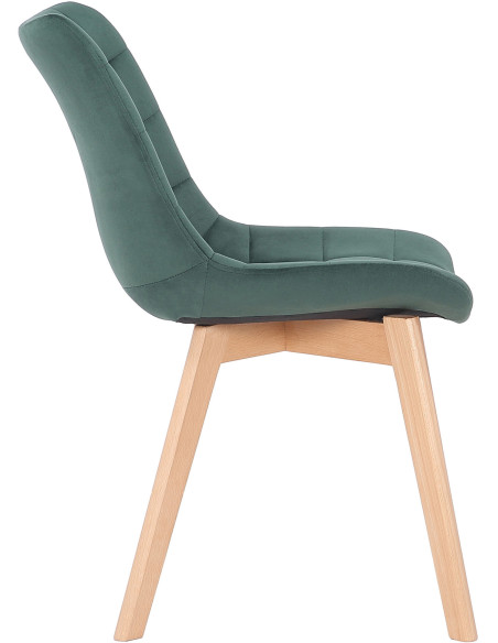 Chaise scandinave matelassée en Velours Vert Bois Naturel Marlyne - 3