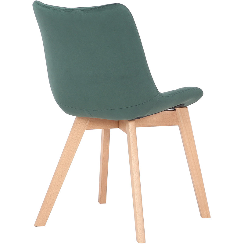 Chaise scandinave matelassée en Velours Vert Bois Naturel Marlyne - 4