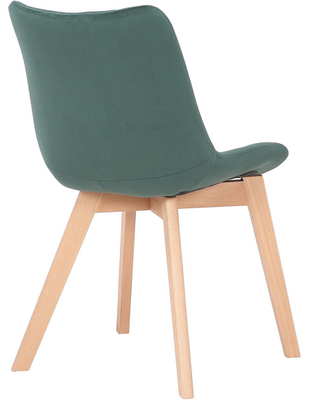 Chaise scandinave matelassée en Velours Vert Bois Naturel Marlyne - 4