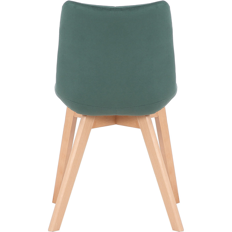 Chaise scandinave matelassée en Velours Vert Bois Naturel Marlyne - 5