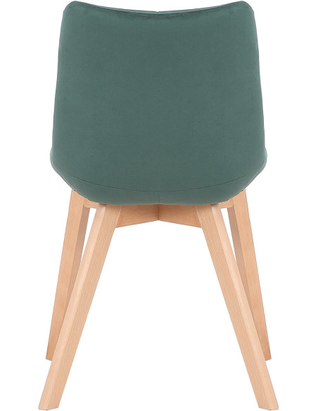 Chaise scandinave matelassée en Velours Vert Bois Naturel Marlyne - 5