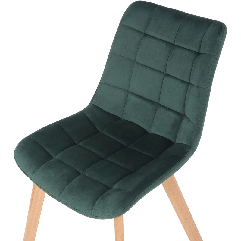 Chaise scandinave matelassée en Velours Vert Bois Naturel Marlyne - 6