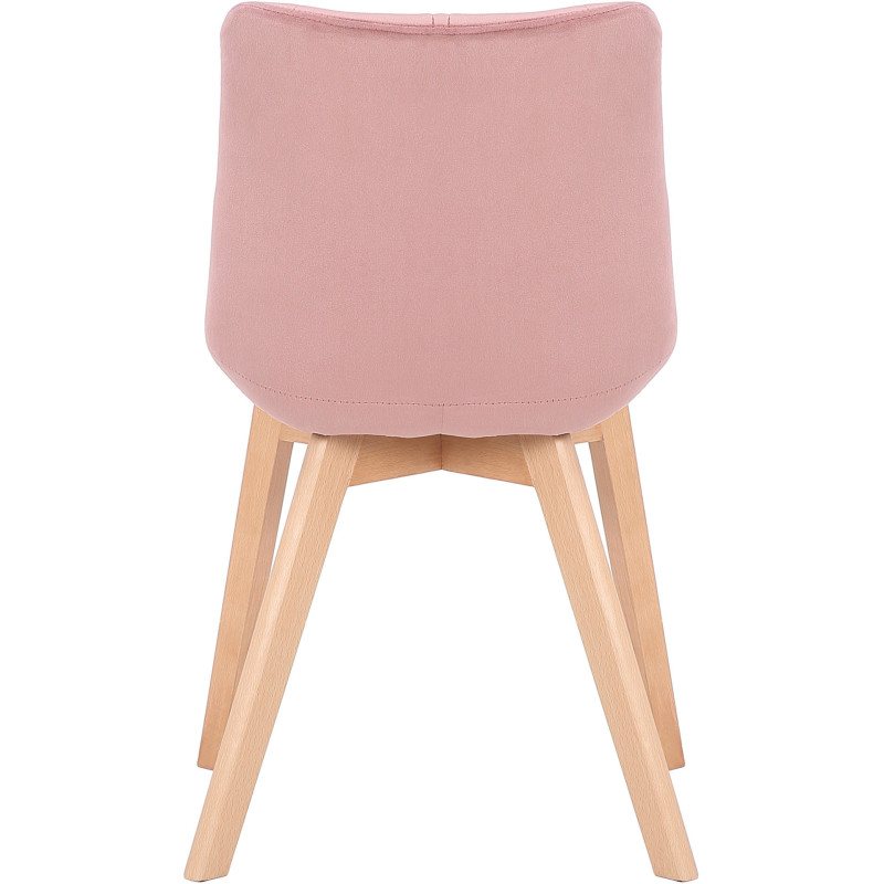Chaise scandinave matelassée en Velours Rose Bois Naturel Marlyne - 5