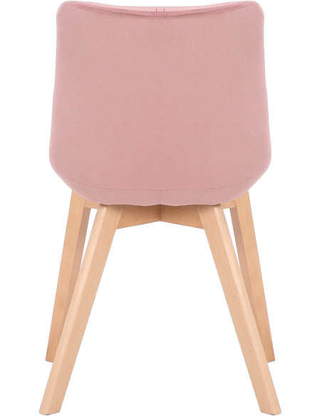 Chaise scandinave matelassée en Velours Rose Bois Naturel Marlyne - 5