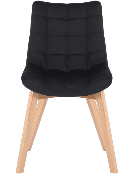 Chaise scandinave matelassée en Velours Noir Bois Naturel Marlyne - 2