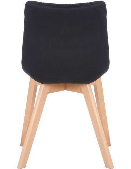 Chaise scandinave matelassée en Velours Noir Bois Naturel Marlyne - 5