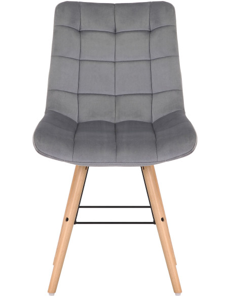 Chaise scandinave matelassée en Velours Gris Bois Naturel Métal Noir Sarylle - 2