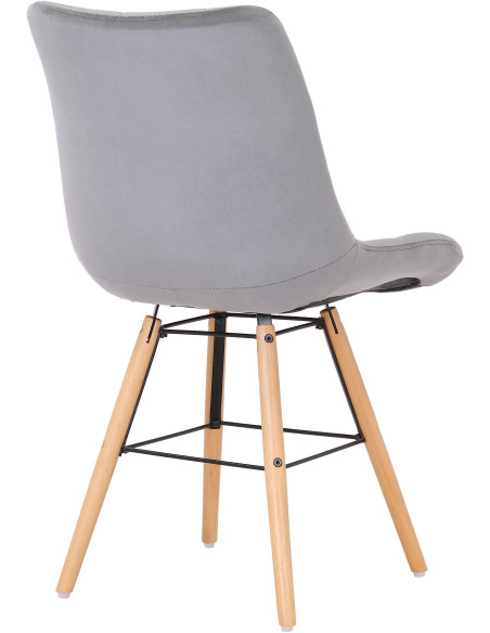 Chaise scandinave matelassée en Velours Gris Bois Naturel Métal Noir Sarylle - 4
