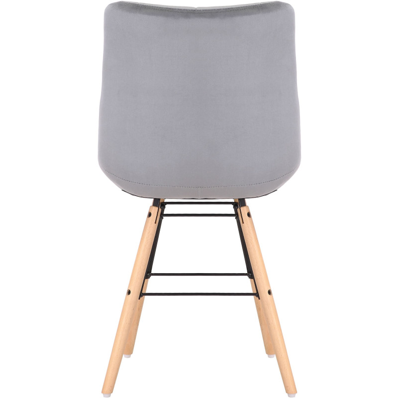 Chaise scandinave matelassée en Velours Gris Bois Naturel Métal Noir Sarylle - 5