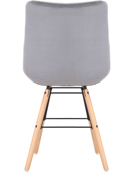 Chaise scandinave matelassée en Velours Gris Bois Naturel Métal Noir Sarylle - 5