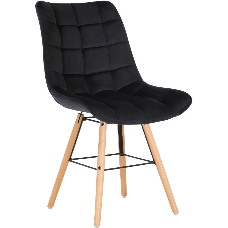 Chaise scandinave matelassée en Velours Noir Bois Naturel Métal Noir Sarylle - 1