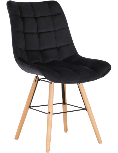 Chaise scandinave matelassée en Velours Noir Bois Naturel Métal Noir Sarylle - 1