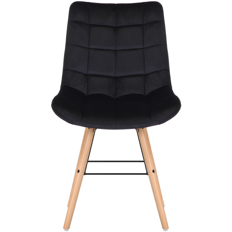 Chaise scandinave matelassée en Velours Noir Bois Naturel Métal Noir Sarylle - 2