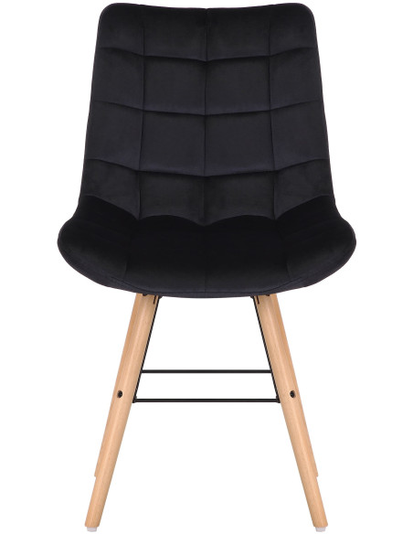 Chaise scandinave matelassée en Velours Noir Bois Naturel Métal Noir Sarylle - 2