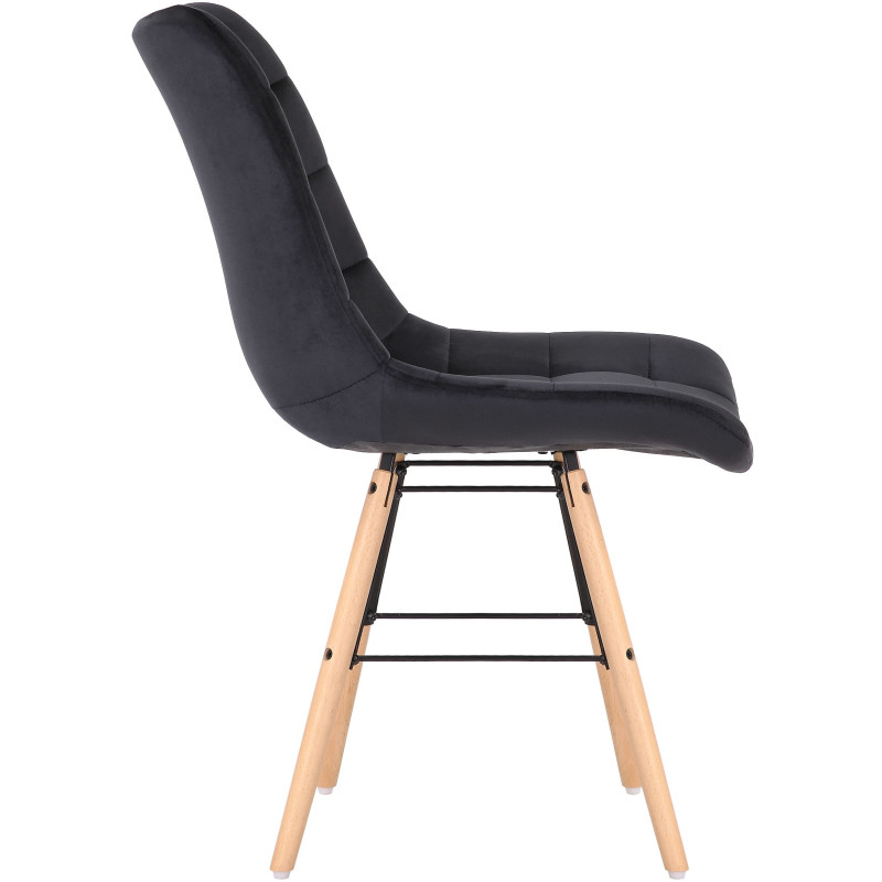 Chaise scandinave matelassée en Velours Noir Bois Naturel Métal Noir Sarylle - 3