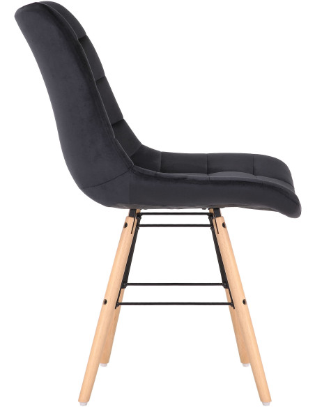 Chaise scandinave matelassée en Velours Noir Bois Naturel Métal Noir Sarylle - 3