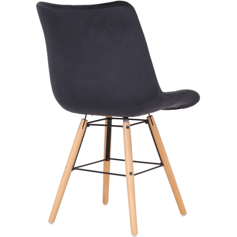 Chaise scandinave matelassée en Velours Noir Bois Naturel Métal Noir Sarylle - 4