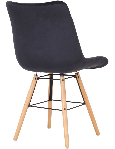 Chaise scandinave matelassée en Velours Noir Bois Naturel Métal Noir Sarylle - 4